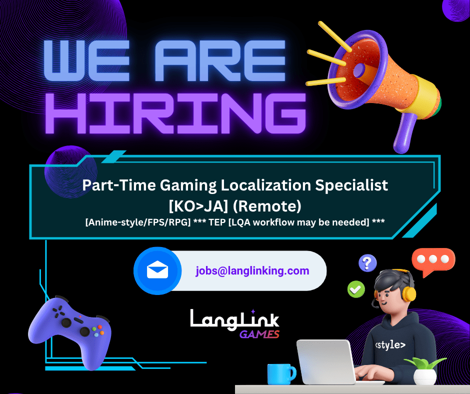 Part Time Gaming Localization Specialist KO JA