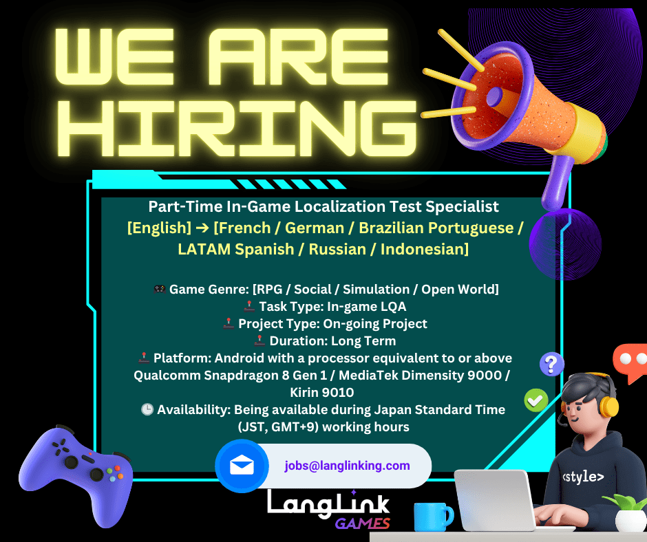 Linkedin Hiring Post LQA RPG Social Simulation Open World